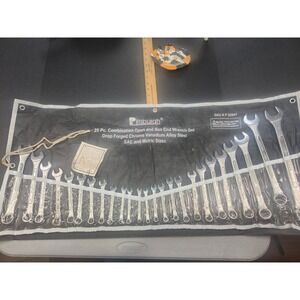 Pittsburgh 25 Pc Combination Wrench Set SAE Metric P32647 Chrome Vanadium Steel